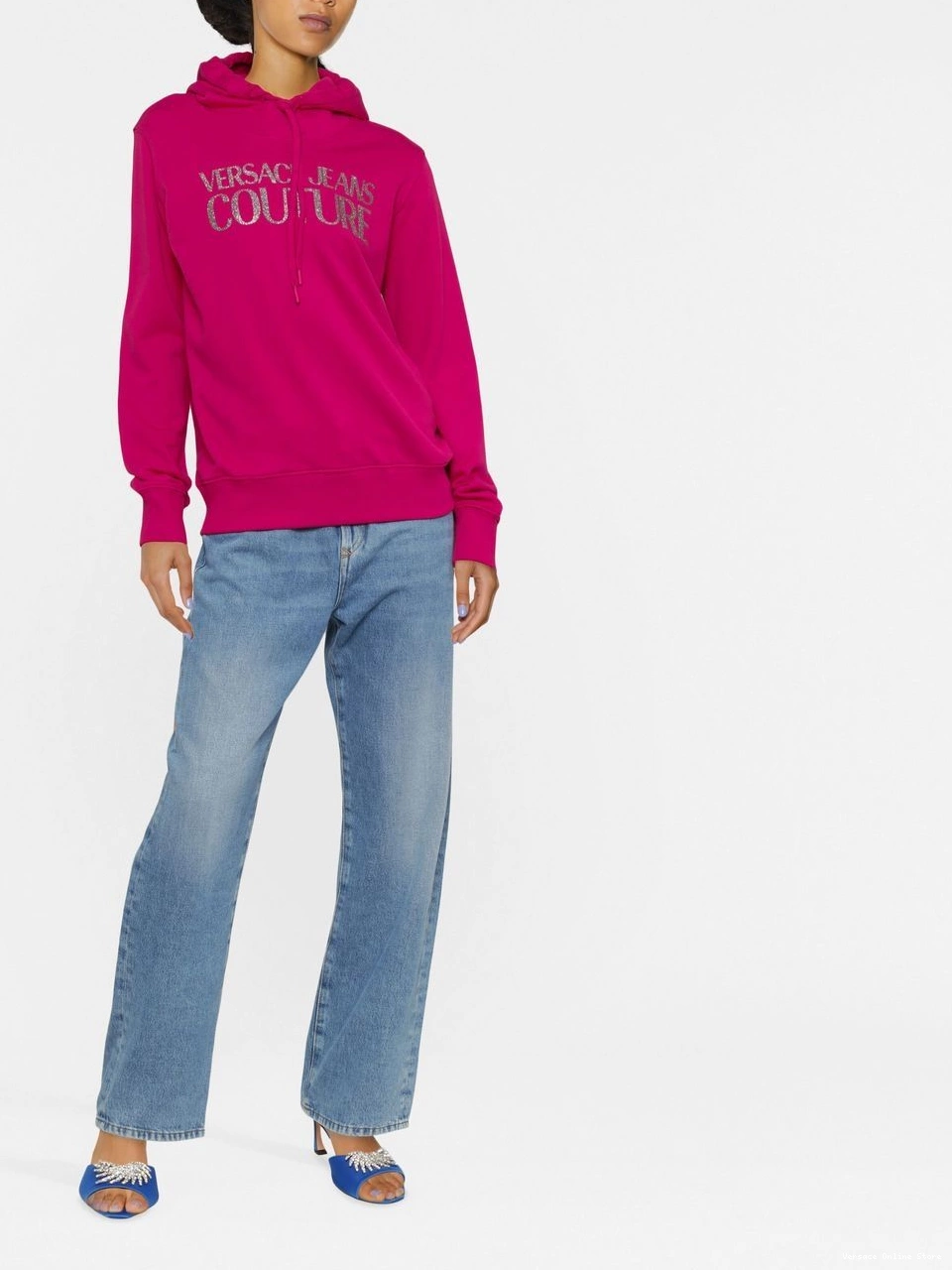 Cheap Jeans glitter-logo cotton Couture Women Versace hoodie 0722